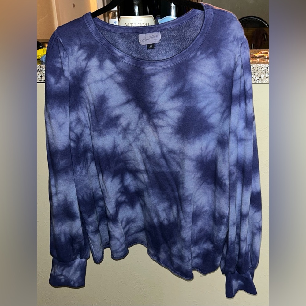 Long Sleeve Blue Tie Dye Tee